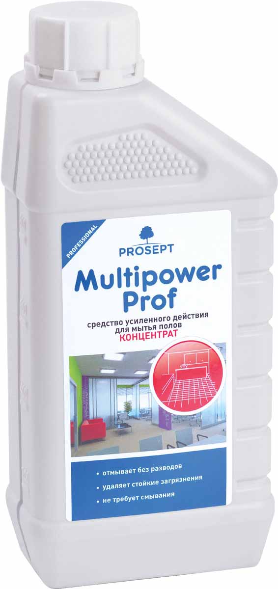 Средство для мытья всех типов полов Prosept Multipower Prof, усиленного действия, концентрат, 1 л101-1 Средство для мытья всех типов полов Prosept Multipower Prof, усиленного действия, концентрат, 1 л101-1Щелочное моющее низкопенное средство для мытья следующих типов напольных покрытий - линолеума, ламината, керамических, из натурального и искусственного камня (мрамор, гранит, терраццо), синтетических (ПВХ, винил), каучуковых, окрашенных деревянных, наливных. Удаляет основные виды загрязнений с большинства типов напольных покрытий. Не требует смывания. Не оставляет разводов.