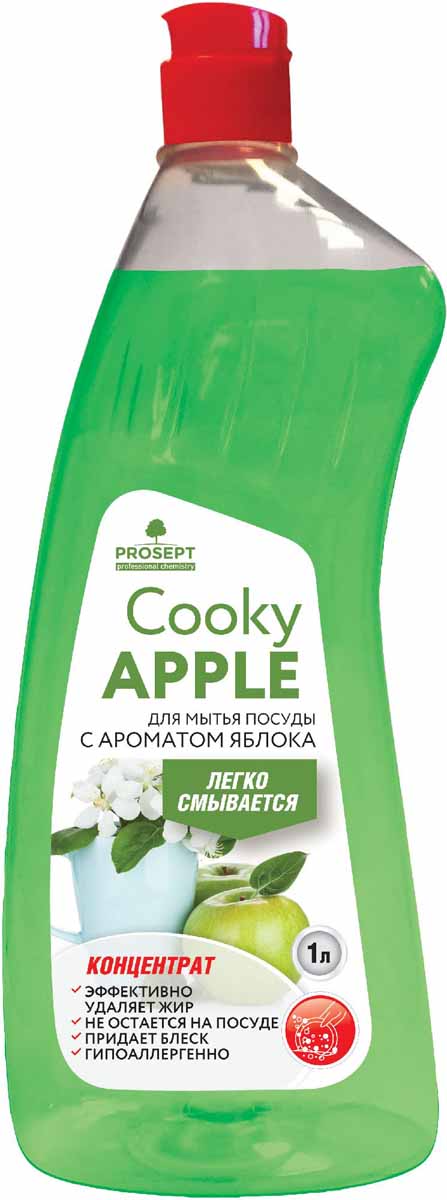 Гель для мытья посуды Prosept Cooky Apple, концентрат, с ароматом яблока, 1 л134-1 Гель для мытья посуды Prosept Cooky Apple, концентрат, с ароматом яблока, 1 л134-1Густое гелеобразное средство для мытья посуды, столовых приборов, кухонного и кондитерского инвентаря, посуды для приготовления пищи.