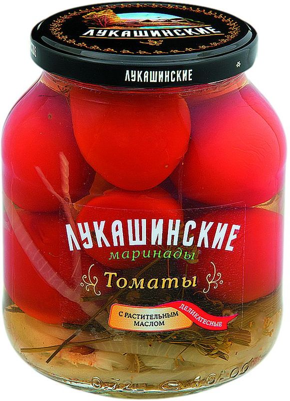 Лукашинские томаты маринованные деликатесные с растительным маслом, 670 г4607062672150 Лукашинские томаты маринованные деликатесные с растительным маслом, 670 г4607062672150Продукт произведен только из отборного Российского сырья. Консервированные продукты - это незаменимые помощники для любой хозяйки. Вы всегда сможете держать у себя дома полезные лакомства, не переживая за их срок годности. Продукт отлично впишется в рацион любой семьи! Консервация - это специальная обработка продуктов, при которой прекращается размножение микроорганизмов и деятельность ферментов. Поэтому такие продукты хранятся от полугода и более и сохраняют свои вкусовые качества и полезные свойства. Порадуйте себя и близких здоровой разнообразной пищей!