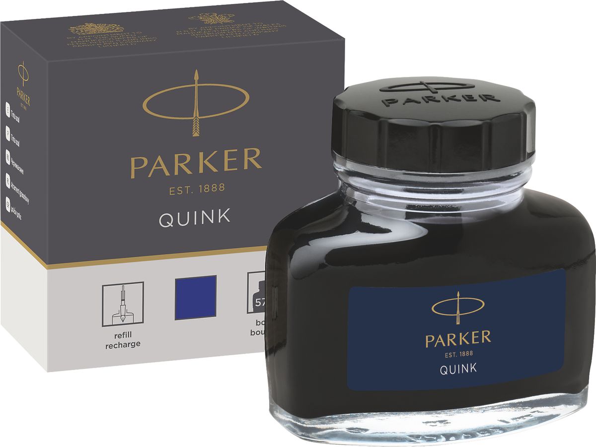Parker Чернила для перьевых ручек QuinkPARKER-1950376 Parker Чернила для перьевых ручек QuinkPARKER-1950376Чернила Parker Quink предназначены для заправки картриджей для перьевых ручек Parker. Объем - 57 мл. Цвет чернил - синий