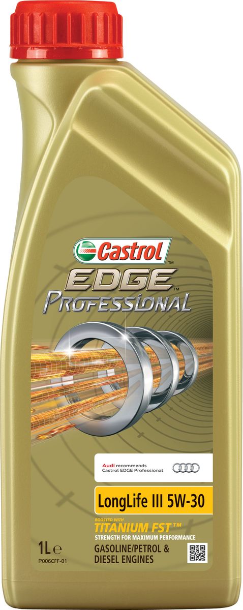Моторное масло Castrol EdgeProfessional LongLife III 5W-30 Audi, 1 л157AD3 Моторное масло Castrol EdgeProfessional LongLife III 5W-30 Audi, 1 л157AD3Описание Полностью синтетическое моторное масло Castrol EDGE Professional произведено с использованием новейшей технологии TITANIUM FST™. Технология TITANIUM FST™ на физическом уровне меняет поведение масла Castrol EDGE PROFESSIONAL в условиях экстремальных нагрузок. Основой технологии TITANIUM FST™ являются полимерные металлоорганические соединения, содержащие титан. Таким образом, титан становится компонентом масла и работает в унисон с технологией усиленной масляной плёнки Fluid Strength Technology (FST™), которая была внедрена в 2011 году. Испытания подтвердили, что TITANIUM FST™ в 2 раза увеличивает прочность масляной плёнки, предотвращая её разрыв и снижая трение для максимальной производительности двигателя. Используя опыт сотрудничества с автопроизводителями, мы применили такую же технологию, которая ранее использовалась только при производстве масла для конвейерной заливки. Моторное масло Castrol EDGE Professional прошло многоуровневую микрофильтрацию. Контроль качества...