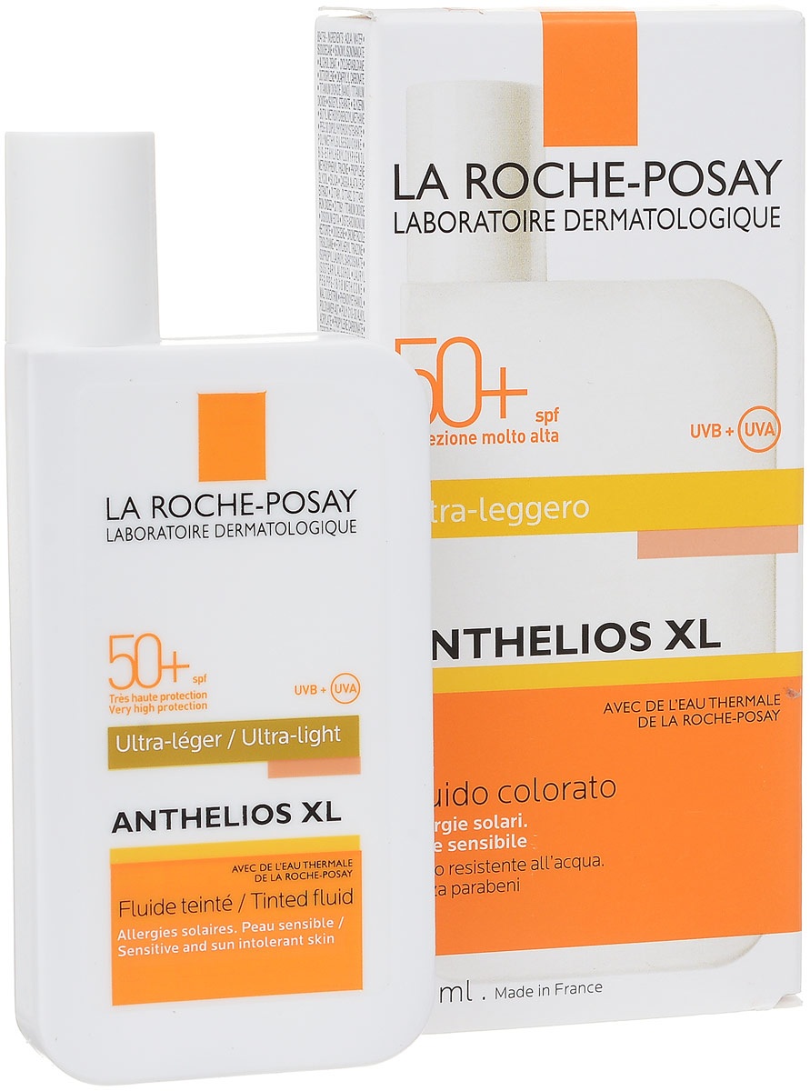 La Roche Posay Ультралегкий флюид Anthelios XL SPF 50+, 50млM9094000 La Roche Posay Ультралегкий флюид Anthelios XL SPF 50+, 50млM9094000Ультралегкий флюид с обновленной формулой имеет невесомую текстуру и легкий тонирующий эффект. Система солнечных фильтров обеспечивают усиленную фото стабильную защиту от негативного воздействия UVA/UVB лучей. Средство отвечает более строгим требованиям, чем Европейский стандарт, для предупреждения негативного воздействия UVA лучей на кожу. Содержит термальную воду La Roche-Posay, богатую селеном, природным антиоксидантом. Средство протестировано под контролем дерматологов.