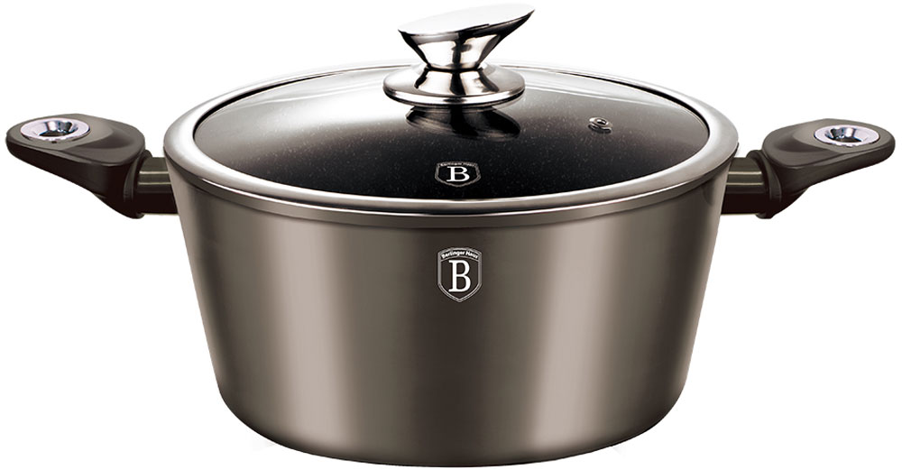 Кастрюля Berlinger Haus Carbon Metallic Line, с крышкой, 2,5 л1234-ВН Кастрюля Berlinger Haus Carbon Metallic Line, с крышкой, 2,5 л1234-ВНКастрюля с крышкой 20 см, 2,5 л, материал: кованый алюминий, толщина стенок 0,5 см, 3 слоя мраморного покрытия, эргономичная ручка soft touch, индукционное дно. Подходит для всех видов плит: газовых, электрических, стеклокерамических, галогенных, индукционных.