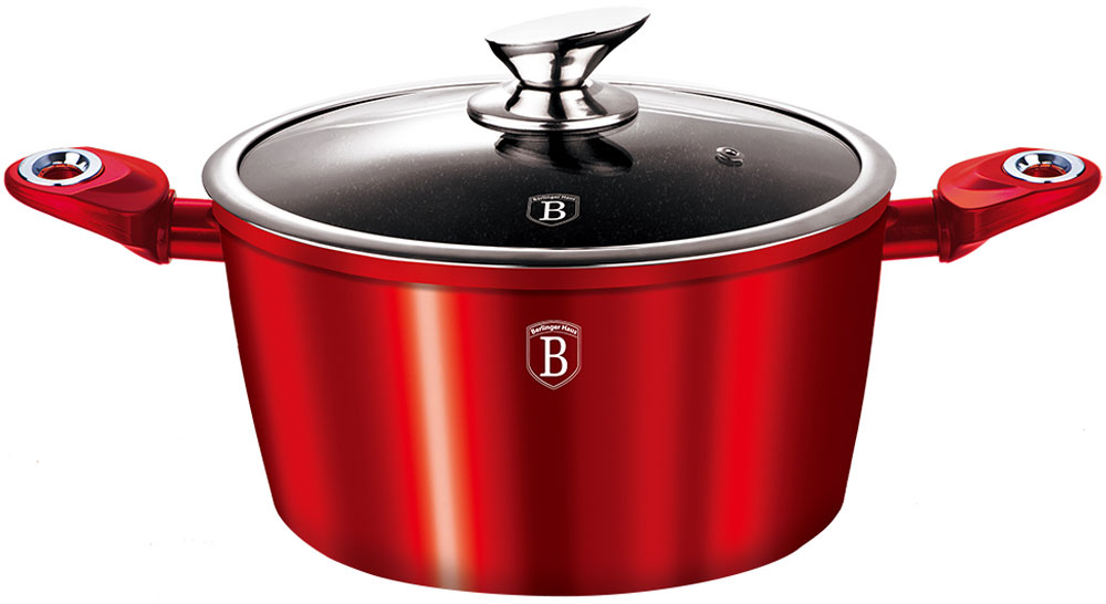 Кастрюля Berlinger Haus Burgundy Metallic Line, 4 л1257-ВН Кастрюля Berlinger Haus Burgundy Metallic Line, 4 л1257-ВНКастрюля с крышкой 24 см, 4 л, материал: кованый алюминий, толщина стенок 0,5 см, 3 слоя мраморного покрытия, эргономичная ручка soft touch, индукционное дно. Подходит для всех видов плит: газовых, электрических, стеклокерамических, галогенных, индукционных.
