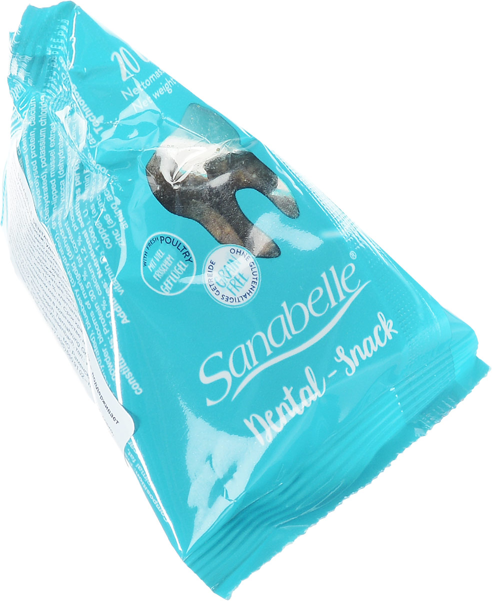 Лакомство для кошек Sanabelle Dental-Snack, для очищения поверхности зубов, 20 г9453005 Лакомство для кошек Sanabelle Dental-Snack, для очищения поверхности зубов, 20 г9453005Лакомство для кошек Sanabelle Dental-Snack оказывает очищающий эффект на поверхность зубов, положительно влияет на полезную микрофлору ротовой полости, тем самым эффективно препятствует возникновению различных заболеваний. Суточная норма - не более 5-7 крокет. Состав: мука из свежего мяса, маис, животный жир, ячмень, пшеничная мука, жировая клетчатка, печень, гидролизованное мясо, рыбная мука, кукурузный глютен, цельные яйца, льняное семя, мякоть свеклы (без сахара), дрожжи. Анализ состава: протеин - 30,5%, жир - 20%, клетчатка - 5,00%, зола - 5,50%. Товар сертифицирован. Уважаемые клиенты! Обращаем ваше внимание на возможные изменения в дизайне упаковки. Качественные характеристики товара остаются неизменными. Поставка осуществляется в зависимости от наличия на складе.
