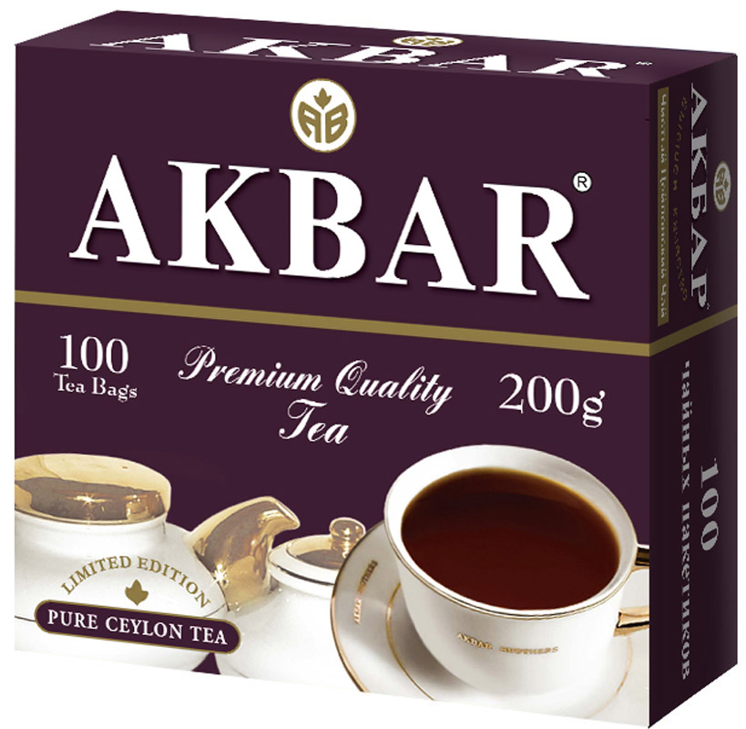 Akbar 100 Years черный чай в пакетиках, 100 шт1042017 Akbar 100 Years черный чай в пакетиках, 100 шт1042017Пакетированный чай Akbar 100 Years - великолепный образец высококачественного черного цейлонского чая, который благодаря своим исключительным природным свойствам, прежде всего – неповторимым вкусу и аромату, возглавляет список наиболее популярных и востребованных чаев в мире, в том числе и в России, где ему отдается всеобщее и безоговорочное предпочтение. Уважаемые клиенты! Обращаем ваше внимание на то, что упаковка может иметь несколько видов дизайна. Поставка осуществляется в зависимости от наличия на складе.