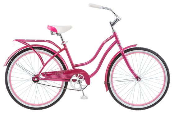 Велосипед городской Schwinn Baywood, для девочки, рама 14, колеса 24, 1 скорость, цвет: розовыйS2492 Велосипед городской Schwinn Baywood, для девочки, рама 14, колеса 24, 1 скорость, цвет: розовыйS2492Ярко-розовый круизёр Schwinn Baywood 24 для ярких девушек, любящих кататься под пристальными взглядами восхищенных прохожих! Сочетание высокого стиля и удобства в одном велосипеде. Безопасная заниженная рама, широкий руль, анатомическое седло на пружинах – всё это залог комфортной романтической поездки. Велосипед дополняют полноразмерные розовые крылья, розовый багажник и розовая защита цепи. Идеален для гламурных особ! • Прочная заниженная рама размером 14 • Седло и руль регулируются по высоте и наклону • Широкий и удобный руль • Полноразмерные крылья • Багажник в цвет велосипеда • Полноразмерная защита цепи • Подножка в комплекте • Колёса 24 • Для подростков 9-12 лет • Для роста 125-155см