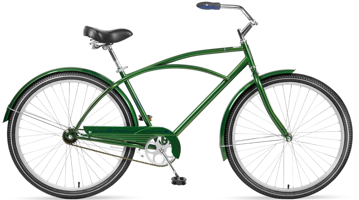 Велосипед городской Schwinn Gammon, рама 18, колеса 27,5, 1 скорость, цвет: зеленыйS4016D Велосипед городской Schwinn Gammon, рама 18, колеса 27,5, 1 скорость, цвет: зеленыйS4016DКлассический велосипед Schwinn Gammon создан для наслаждения неспешными прогулками по городу и паркам. Прочная стальная рама, дизайн которой пришёл к нам из 80-х, и глубокий зеленый цвет элегантно завершают облик велосипеда. Комфортное седло и широкий легкоуправляемый руль доставляет массу положительных эмоций при использовании велосипеда. Прогрессивный для этого класса велосипедов размер колёс, 27,5 дюймов, дарит Вам непревзойдённый накат и управляемость на дороге. Полноразмерные крылья защищают от брызг воды и песка из-под колёс. Полноценная защита цепи предохраняет от попадания низа одежды в цепь и звёзды. • Прочная стальная рама размером 18 • Широкий и удобный руль • Полноразмерные крылья • Полноразмерная защита цепи • Седло и руль регулируются по высоте и наклону • Подножка в комплекте • Колёса 27,5