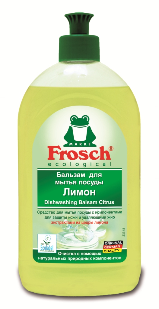 Бальзам для мытья посуды Frosch, с ароматом лимона, 500 мл707069 Бальзам для мытья посуды Frosch, с ароматом лимона, 500 мл707069Бальзам для мытья посуды Frosch отлично удаляет жир и грязь с помощью натуральных природных компонентов из цедры лимона. Особенности бальзама для мытья посуды Frosch: - до блеска отмывает посуду; - оставляет после себя приятный, свежий лимонный аромат; - смываемость соответствует ГОСТ; - формула Зеленой Силы с натуральными ингредиентами, подчеркивающими качество очистки и ухода; - с ПАВ возобновляемого растительного происхождения, с высоким быстрым биологическим расщеплением; - безопасные для кожи формулы, протестированные дерматологами. Минимальное использование мягких консервантов и тщательно отобранных ароматизаторов или полный отказ от них; - отсутствие опасных химикатов, таких как фосфаты, бораты, формальдегиды, галогенорганические компоненты, ПВХ; - сниженная нагрузка на окружающую среду благодаря сокращению использования упаковочных материалов. Прогрессивное использование переработанных и перерабатываемых материалов; -...