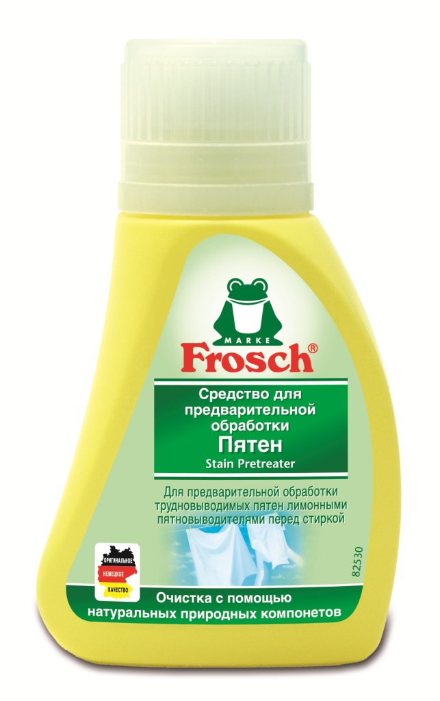 Средство для предварительной обработки пятен Frosch, 75 мл1105957 Средство для предварительной обработки пятен Frosch, 75 мл1105957Средство Frosch предназначено для предварительной обработки въевшихся пятен перед стиркой. Эффективное удаление пятен с помощью цитрата соли лимонной кислоты. Характеристики: Объем: 75 мл. Производитель: Германия. Товар сертифицирован. Уважаемые клиенты! Обращаем ваше внимание на возможные изменения в дизайне упаковки. Качественные характеристики товара остаются неизменными. Поставка осуществляется в зависимости от наличия на складе.