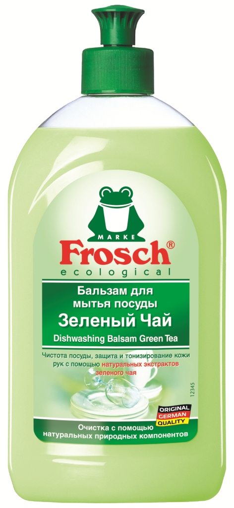 Бальзам для мытья посуды Frosch, аромат зеленого чая, 0,5 л712916 Бальзам для мытья посуды Frosch, аромат зеленого чая, 0,5 л712916Средство для мытья посуды от Frosch - это чистота посуды, защита и тонизирование кожи рук с помощью натуральных экстрактов зеленого чая. Подходит для любого вида посуды. Особенности природного качества: Формула Зеленой Силы с натуральными ингредиентами, подчеркивающими качество очистки и ухода. С ПАВ возобновляемого растительного происхождения, с высоким и быстрым биологическим расщеплением. Безопасные для кожи формулы, протестированные дерматологами. Минимальное использование мягких консервантов и тщательно отобранных ароматизаторов или полный отказ от них. Отсутствие опасных химикатов, таких как фосфаты, бораты, формальдегиды, галогенорганические компоненты, ПВХ. Сниженная нагрузка на окружающую среду благодаря сокращению использования упаковочных материалов. Прогрессивное использование переработанных и перерабатываемых материалов. Не тестируется на животных. Экологически безопасное и энергосберегающее ...