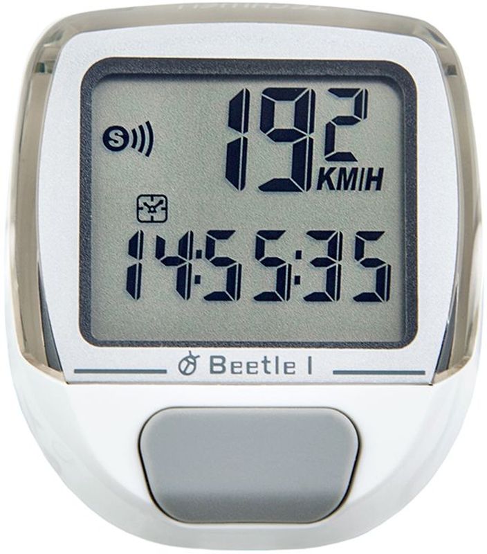 Велокомпьютер Echowell Beetle-1, проводной, 5 функций, цвет: серыйBeetle 1 Велокомпьютер Echowell Beetle-1, проводной, 5 функций, цвет: серыйBeetle 1Проводной велокомпьютер Echowell Beetle-1 с пятью функциями в стильном корпусе предназначен для использования при занятиях велоспортом, велотуризмом и просто катании на велосипеде. Это удобный и простой в использовании электронный прибор, предоставляющий велосипедисту всю необходимую информацию о поездке. Имеет отличную водо- и пылезащиту. Велокомпьютер состоит из двух частей соединенных проводом - дисплея, внешне похожего на электронные часы и датчика скорости. Дисплей крепится на руле с возможностью мгновенно отсоединить его, когда нет желания оставлять на велосипеде без присмотра или под дождем. Магнитный датчик скорости (геркон) крепится рядом с колесом. Велокомпьютер определяет скорость движения с точностью до десятых долей, дистанцию - с точностью до 10 метров. На дисплее функции поочередно сменяют друг друга. Все операции и настройки выполняются одной кнопкой. Функции: текущая скорость, средняя скорость, время, дистанция,...