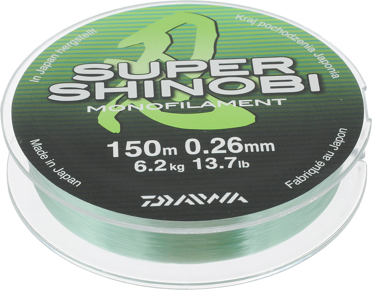 Леска Daiwa Super Shinobi, цвет: светло-зеленый, 150 м, 0,26 мм, 6,2 кг61180 Леска Daiwa Super Shinobi, цвет: светло-зеленый, 150 м, 0,26 мм, 6,2 кг61180Леска Daiwa Super Shinobi сплетенная из нитей обладает малым диаметром и круглым сечением, что обеспечивает превосходные характеристики абразивной устойчивости, а благодаря сверх гладкой поверхности забросы станут дальше и точнее. Специальное покрытие значительно снижает трение и соответственно увеличивает дальность заброса.