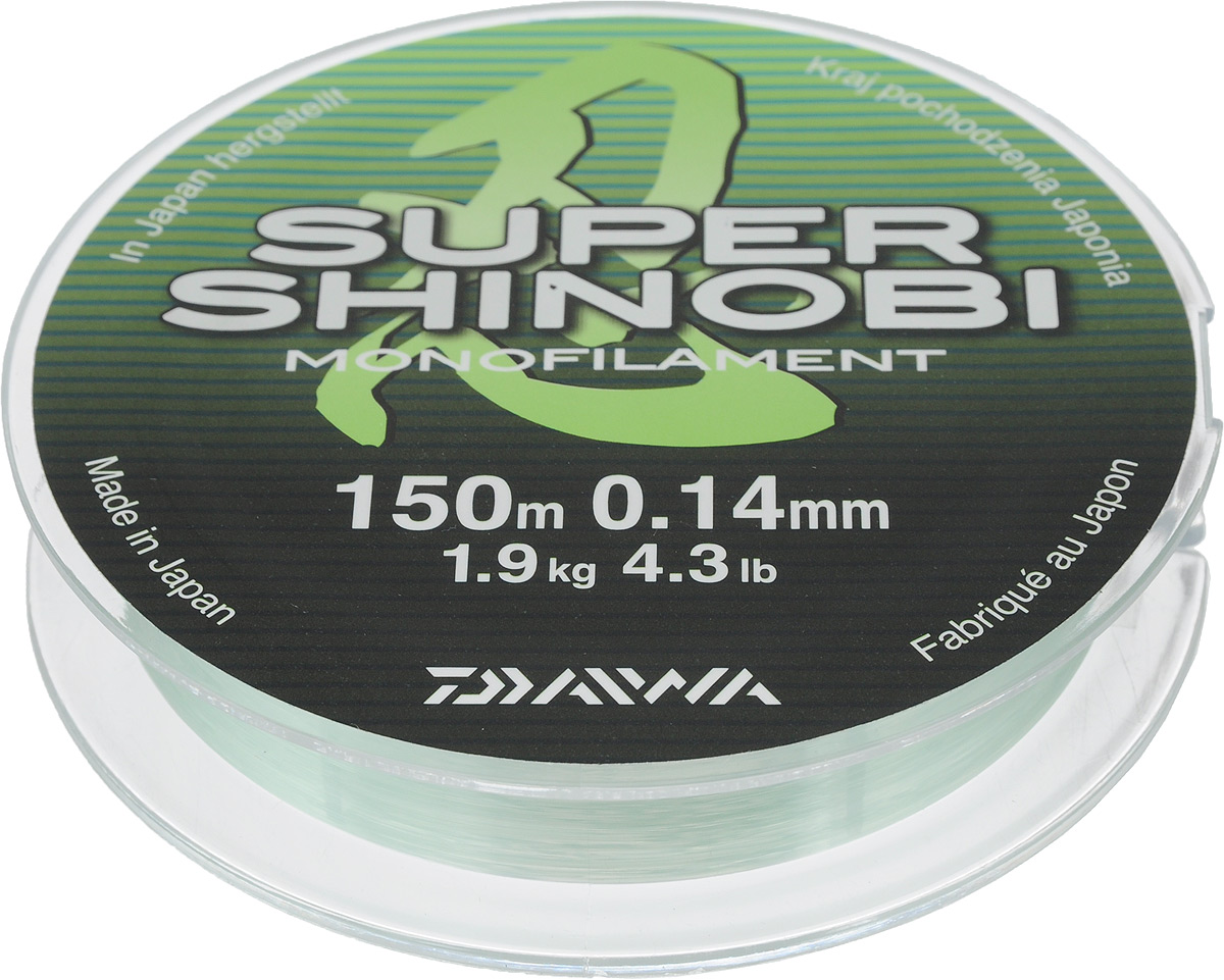 Леска Daiwa Super Shinobi, цвет: светло-зеленый, 150 м, 0,14 мм, 1,9 кг41475 Леска Daiwa Super Shinobi, цвет: светло-зеленый, 150 м, 0,14 мм, 1,9 кг41475Леска Daiwa Super Shinobi сплетенная из нитей обладает малым диаметром и круглым сечением, что обеспечивает превосходные характеристики абразивной устойчивости, а благодаря сверх гладкой поверхности забросы станут дальше и точнее. Специальное покрытие значительно снижает трение и соответственно увеличивает дальность заброса.