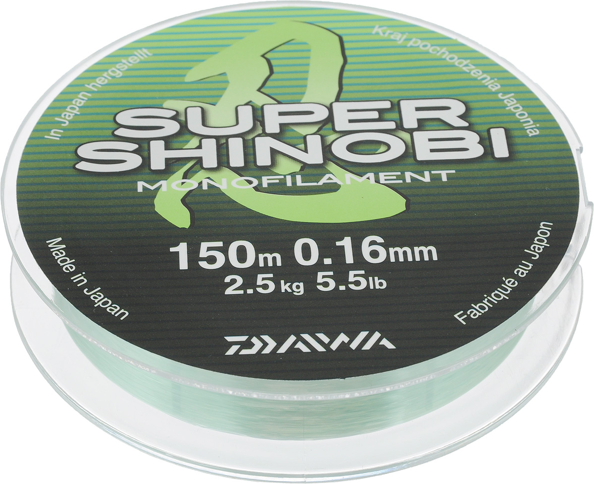 Леска Daiwa Super Shinobi, цвет: светло-зеленый, 150 м, 0,16 мм, 2,5 кг41477 Леска Daiwa Super Shinobi, цвет: светло-зеленый, 150 м, 0,16 мм, 2,5 кг41477Леска Daiwa Super Shinobi сплетенная из нитей обладает малым диаметром и круглым сечением, что обеспечивает превосходные характеристики абразивной устойчивости, а благодаря сверх гладкой поверхности забросы станут дальше и точнее. Специальное покрытие значительно снижает трение и соответственно увеличивает дальность заброса.