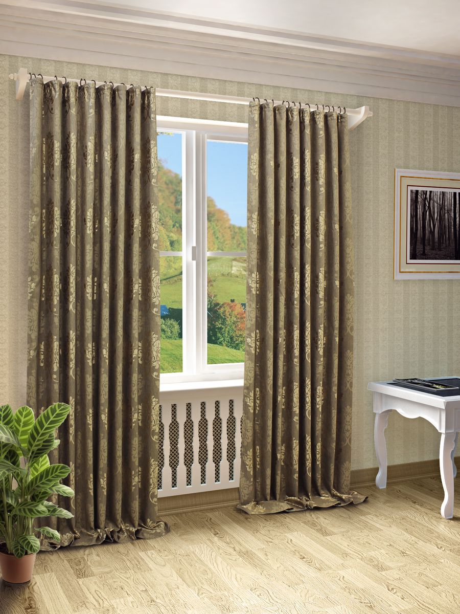 Штора Sanpa Home Collection Оливия, на ленте, цвет: коричневый, высота 280 смHP10569/10/1E Оливия кор., , 200*280 см Штора Sanpa Home Collection Оливия, на ленте, цвет: коричневый, высота 280 смHP10569/10/1E Оливия кор., , 200*280 смШтора Оливия с оригинальным узором изготовлена из ткани жаккард. Жаккард - одна из дорогостоящих тканей, так как её производство трудозатратно. Своеобразный рельефный рисунок, который получается в результате сложного переплетения на плотной ткани, напоминает гобелен. Крепление к карнизу осуществляется при помощи вшитой шторной ленты.