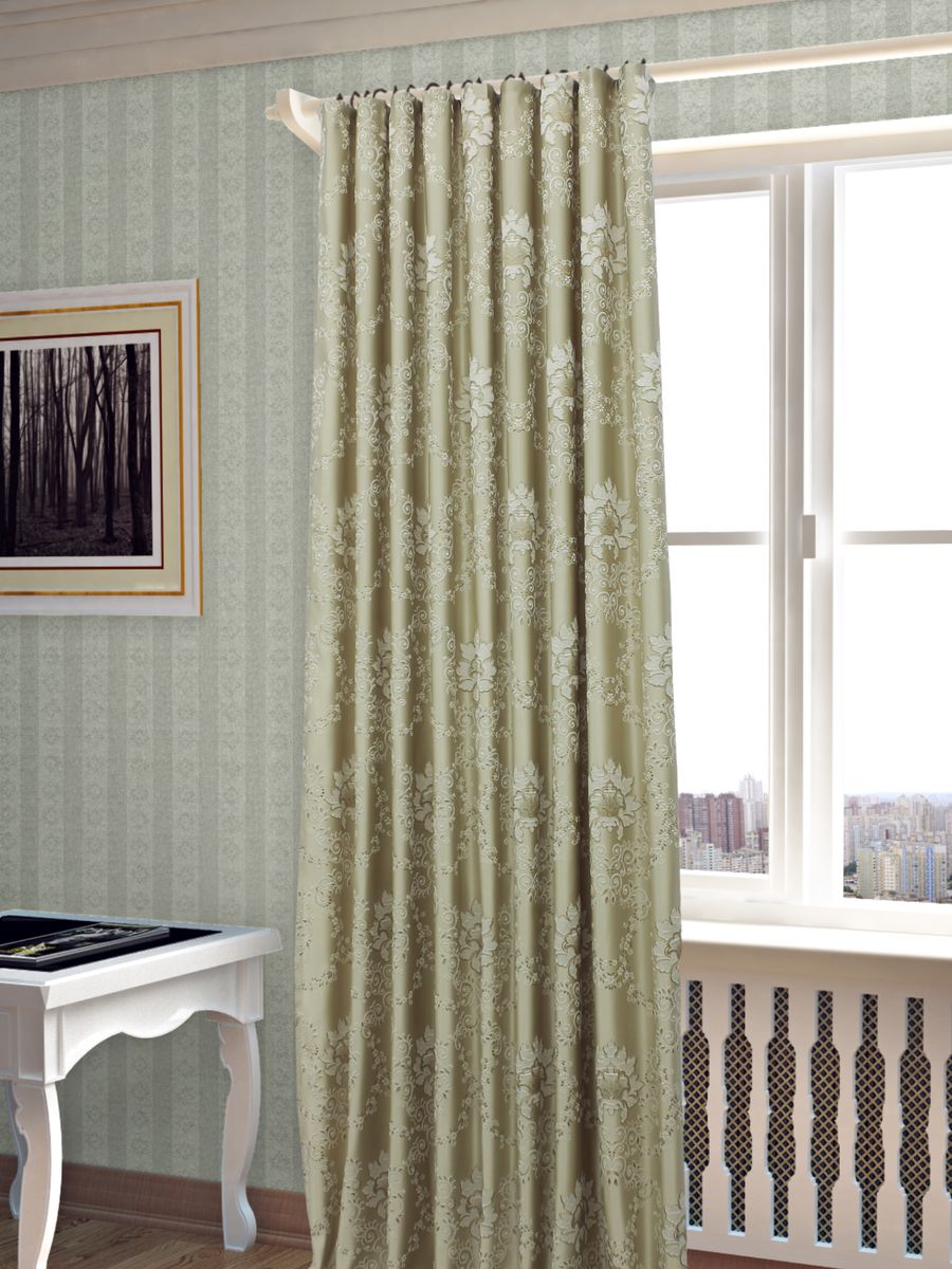 Штора Sanpa Home Collection Элина, на ленте, цвет: бежевый, высота 260 смHP02453/102/1Е Элина беж, , 200*260-1шт+подхват Штора Sanpa Home Collection Элина, на ленте, цвет: бежевый, высота 260 смHP02453/102/1Е Элина беж, , 200*260-1шт+подхватШтора Элина с оригинальным узором изготовлена из ткани жаккард. Жаккард - одна из дорогостоящих тканей, так как её производство трудозатратно. Своеобразный рельефный рисунок, который получается в результате сложного переплетения на плотной ткани, напоминает гобелен. Крепление к карнизу осуществляется при помощи вшитой шторной ленты.