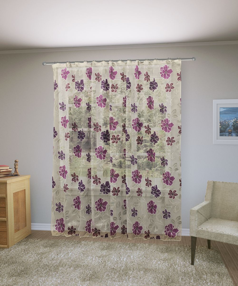 Тюль Sanpa Home Collection Юдора, на ленте, цвет: фиолетовый, высота 260 смHP6119/23/1E Юдора фиолетовый, , 300*260 см Тюль Sanpa Home Collection Юдора, на ленте, цвет: фиолетовый, высота 260 смHP6119/23/1E Юдора фиолетовый, , 300*260 смТюль Юдора нежного цвета изготовлена из органзы. Тюль сделает ваш интерьер более нежным, воздушным и невесомым. Можно драпировать окно только тюлью или только портьерами, но вместе они создают идеальную композицию. Мы рекомендуем под однотонные портьеры нейтральных тонов подбирать сложносочиненную тюль, с изысканной вышивкой и орнаментом, а под портьеры с рисунком или ярких тонов - выбирать тюль с минималистичным рисунком или вообще без него. Крепление к карнизу осуществляется при помощи вшитой шторной ленты.