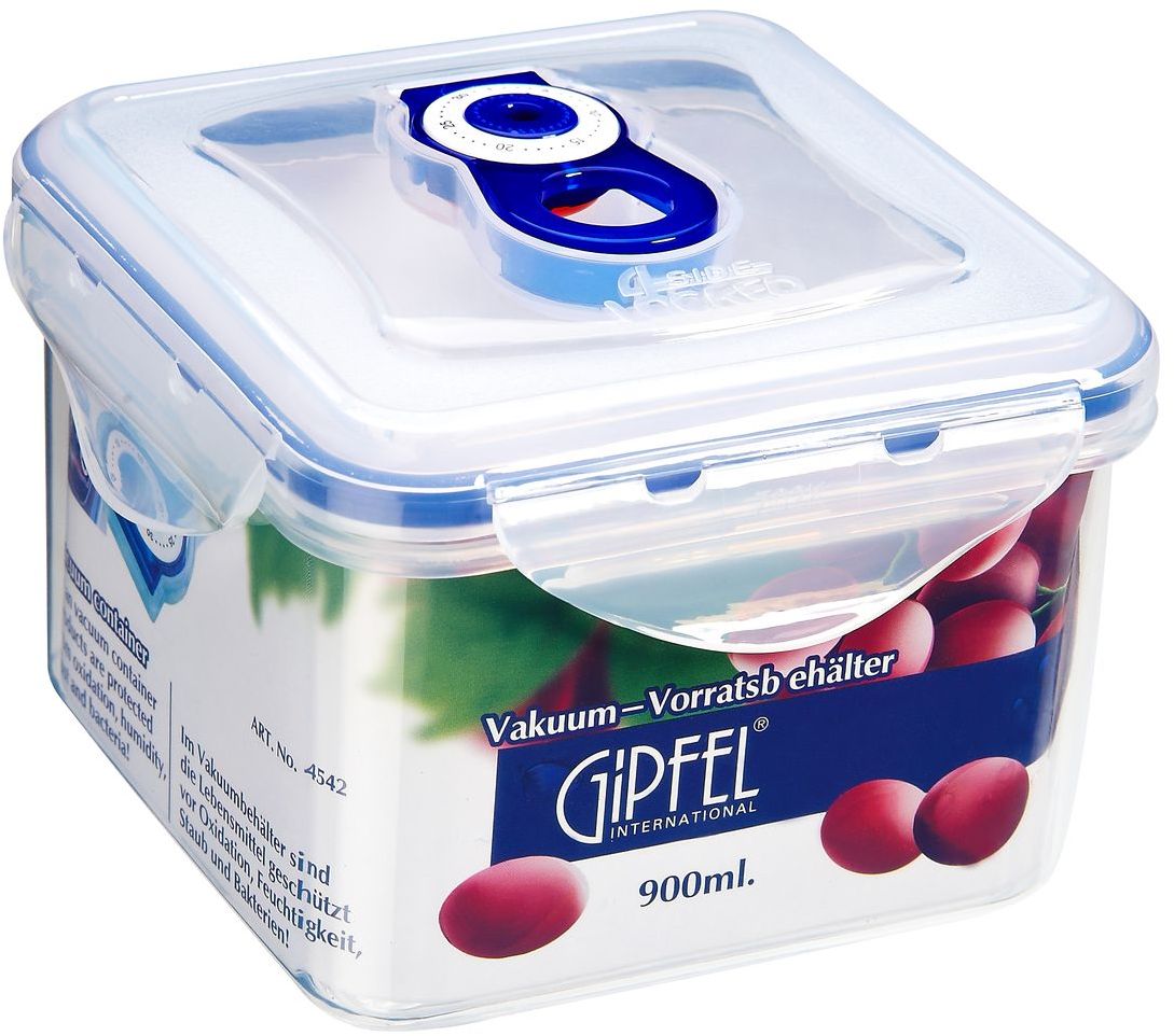 Контейнер вакуумный Gipfel, 900 мл4542 Контейнер вакуумный Gipfel, 900 мл4542Посуда Gipfel изготовлена только из качественных, экологически чистых материалов. Также уделяется особое внимание дизайну продукции, способному удовлетворять вкусы даже самых взыскательных покупателей. Сталь 8/10, из которой изготавливается посуда и аксессуары Gipfel, является уникальной. Она отличается высокими эксплуатационными характеристиками и крайне устойчива к физическим воздействиям. Сложно найти более подходящий для создания качественной кухонной посуды материал. Отличительной чертой металлической посуды, выполненной из подобной стали, является характерный сероватый оттенок поверхности и особый блеск. Это позволяет приготовить более здоровую пищу.