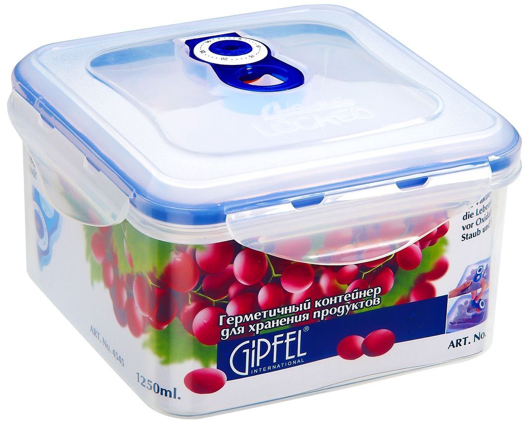Контейнер вакуумный Gipfel, 1250 мл4545 Контейнер вакуумный Gipfel, 1250 мл4545Посуда Gipfel изготовлена только из качественных, экологически чистых материалов. Также уделяется особое внимание дизайну продукции, способному удовлетворять вкусы даже самых взыскательных покупателей. Сталь 8/10, из которой изготавливается посуда и аксессуары Gipfel, является уникальной. Она отличается высокими эксплуатационными характеристиками и крайне устойчива к физическим воздействиям. Сложно найти более подходящий для создания качественной кухонной посуды материал. Отличительной чертой металлической посуды, выполненной из подобной стали, является характерный сероватый оттенок поверхности и особый блеск. Это позволяет приготовить более здоровую пищу.