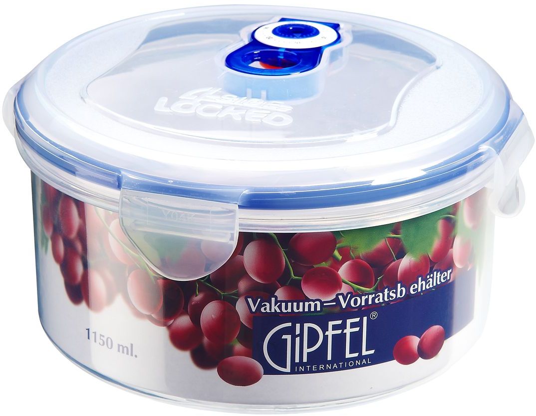 Контейнер вакуумный Gipfel, 1550 мл4551 Контейнер вакуумный Gipfel, 1550 мл4551Посуда Gipfel изготовлена только из качественных, экологически чистых материалов. Также уделяется особое внимание дизайну продукции, способному удовлетворять вкусы даже самых взыскательных покупателей. Сталь 8/10, из которой изготавливается посуда и аксессуары Gipfel, является уникальной. Она отличается высокими эксплуатационными характеристиками и крайне устойчива к физическим воздействиям. Сложно найти более подходящий для создания качественной кухонной посуды материал. Отличительной чертой металлической посуды, выполненной из подобной стали, является характерный сероватый оттенок поверхности и особый блеск. Это позволяет приготовить более здоровую пищу.