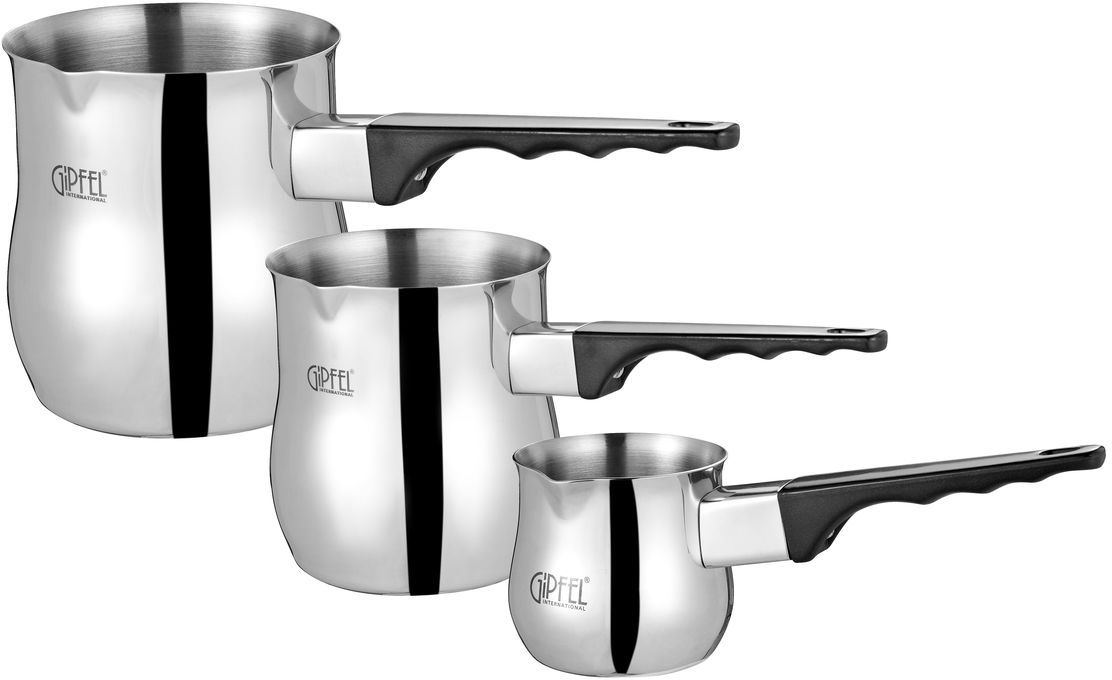 Турка Gipfel Comely, 680 мл6203 Турка Gipfel Comely, 680 мл6203Посуда Gipfel изготовлена только из качественных, экологически чистых материалов. Также уделяется особое внимание дизайну продукции, способному удовлетворять вкусы даже самых взыскательных покупателей. Сталь 8/10, из которой изготавливается посуда и аксессуары Gipfel, является уникальной. Она отличается высокими эксплуатационными характеристиками и крайне устойчива к физическим воздействиям. Сложно найти более подходящий для создания качественной кухонной посуды материал. Отличительной чертой металлической посуды, выполненной из подобной стали, является характерный сероватый оттенок поверхности и особый блеск. Это позволяет приготовить более здоровую пищу.
