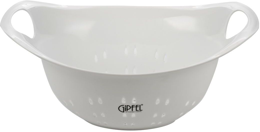Дуршлаг Gipfel, цвет: белый, 32,5 х 22,3 х 14,3 см6498 Дуршлаг Gipfel, цвет: белый, 32,5 х 22,3 х 14,3 см6498Посуда Gipfel изготовлена только из качественных, экологически чистых материалов. Также уделяется особое внимание дизайну продукции, способному удовлетворять вкусы даже самых взыскательных покупателей. Сталь 8/10, из которой изготавливается посуда и аксессуары Gipfel, является уникальной. Она отличается высокими эксплуатационными характеристиками и крайне устойчива к физическим воздействиям. Сложно найти более подходящий для создания качественной кухонной посуды материал. Отличительной чертой металлической посуды, выполненной из подобной стали, является характерный сероватый оттенок поверхности и особый блеск. Это позволяет приготовить более здоровую пищу.