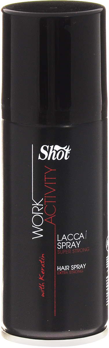 Shot Лак-спрей супер-сильной фиксации Work Activity Super Strong Hair Spray - 100 млSHWA116 Shot Лак-спрей супер-сильной фиксации Work Activity Super Strong Hair Spray - 100 млSHWA116Лак спрей супер сильной фиксации: подходит для любого типа волос и причёсок. Не утяжеляет волосы, помогает дольше удерживать насыщенный цвет окрашенных волос. Специально разработанная формула на основе кератина защищает волосы от избыточной влажности.
