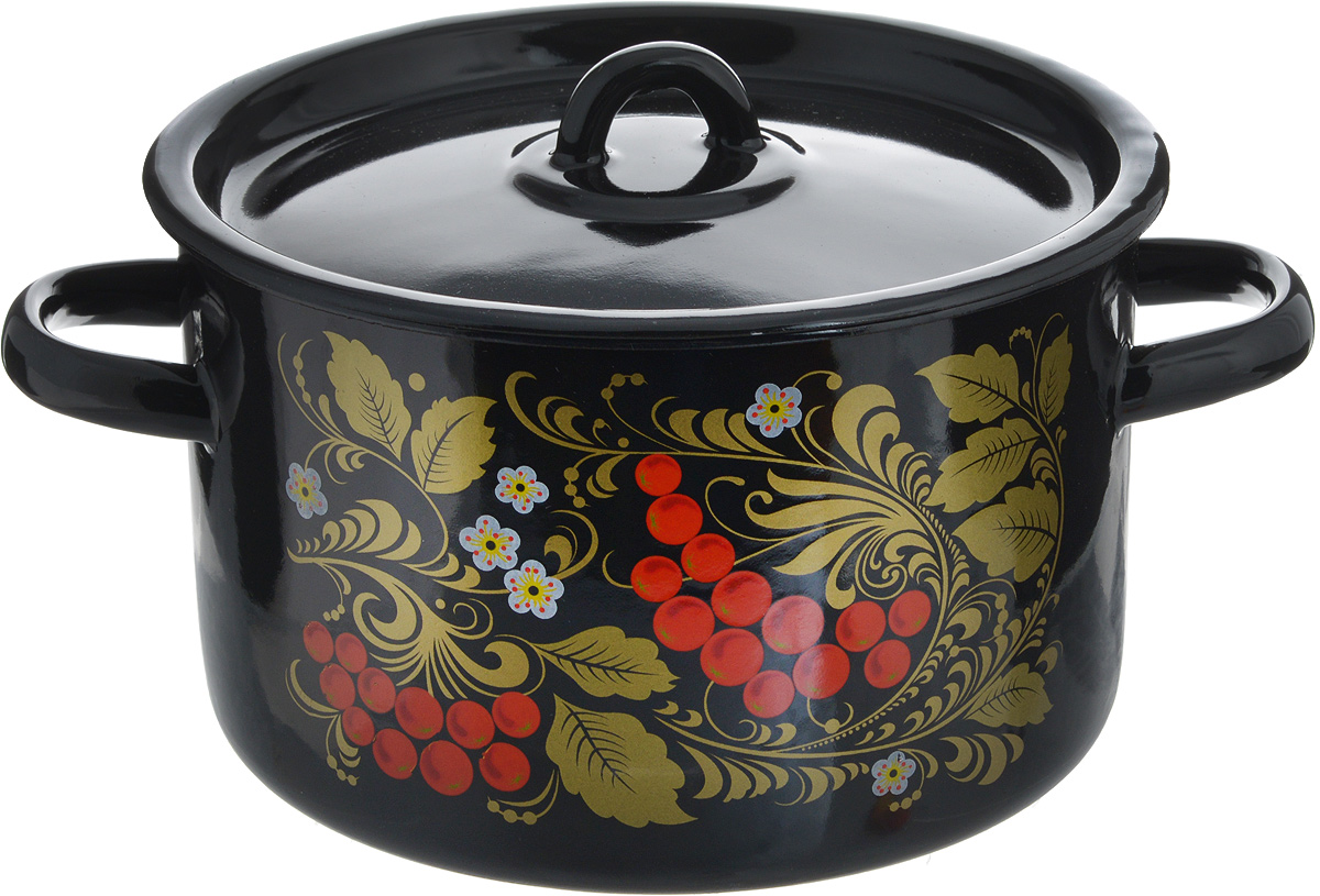 Кастрюля эмалированная СтальЭмаль, с крышкой, цвет: черный, 2,9 л1с16с/1 Кастрюля эмалированная СтальЭмаль, с крышкой, цвет: черный, 2,9 л1с16с/1Кастрюля СтальЭмаль выполнена из высококачественного стального проката, покрытого жаропрочной эмалью. Такое покрытие защищает сталь от коррозии, придает посуде гладкую стекловидную поверхность и надежно защищает от кислот и щелочей. Эмаль обладает способностью выдерживать сильный нагрев и обладает достаточной стойкостью выдерживать резкие перепады температуры без повреждений. Эмалевые поверхности непористые, непроницаемы для бактерий и большинства химических веществ, их очень легко мыть. Посуда снабжена удобными ручками и крышкой. Внешние стенки декорированы рисунком. Подходит для всех типов плит, включая индукционные. Диаметр кастрюли: 19 см. Высота стенки: 11,5 см.