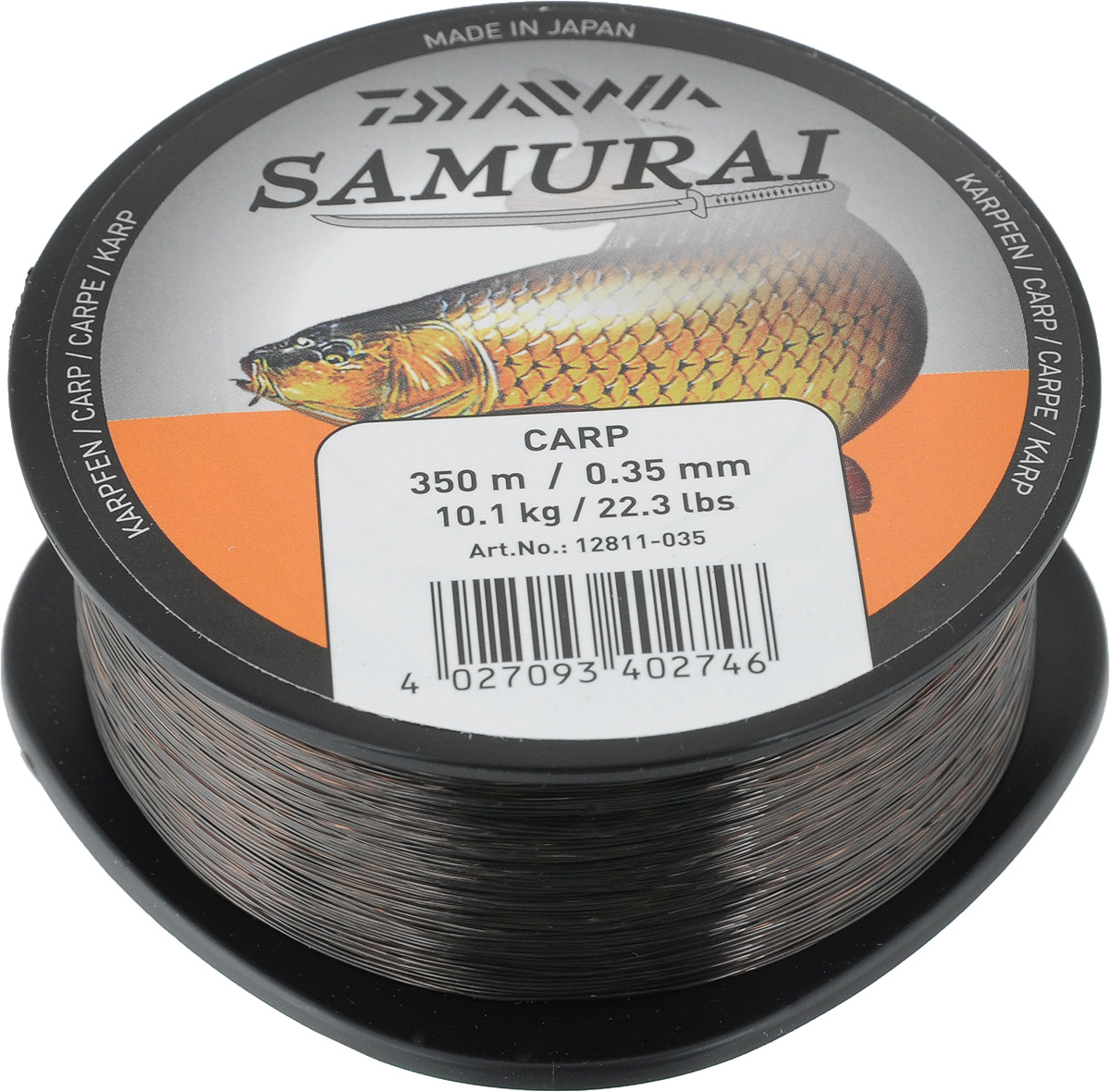 Леска Daiwa Samurai Carp, цвет: камуфляж, 350 м, 0,35 мм, 10,1 кг41504 Леска Daiwa Samurai Carp, цвет: камуфляж, 350 м, 0,35 мм, 10,1 кг41504Популярная леска Daiwa Samurai Carp применяется для ловли разнообразной рыбы. Изготовлена из прочного нейлона согласно высоким стандартам качества. Леска сочетает в себе великолепное соотношение цены и качества.