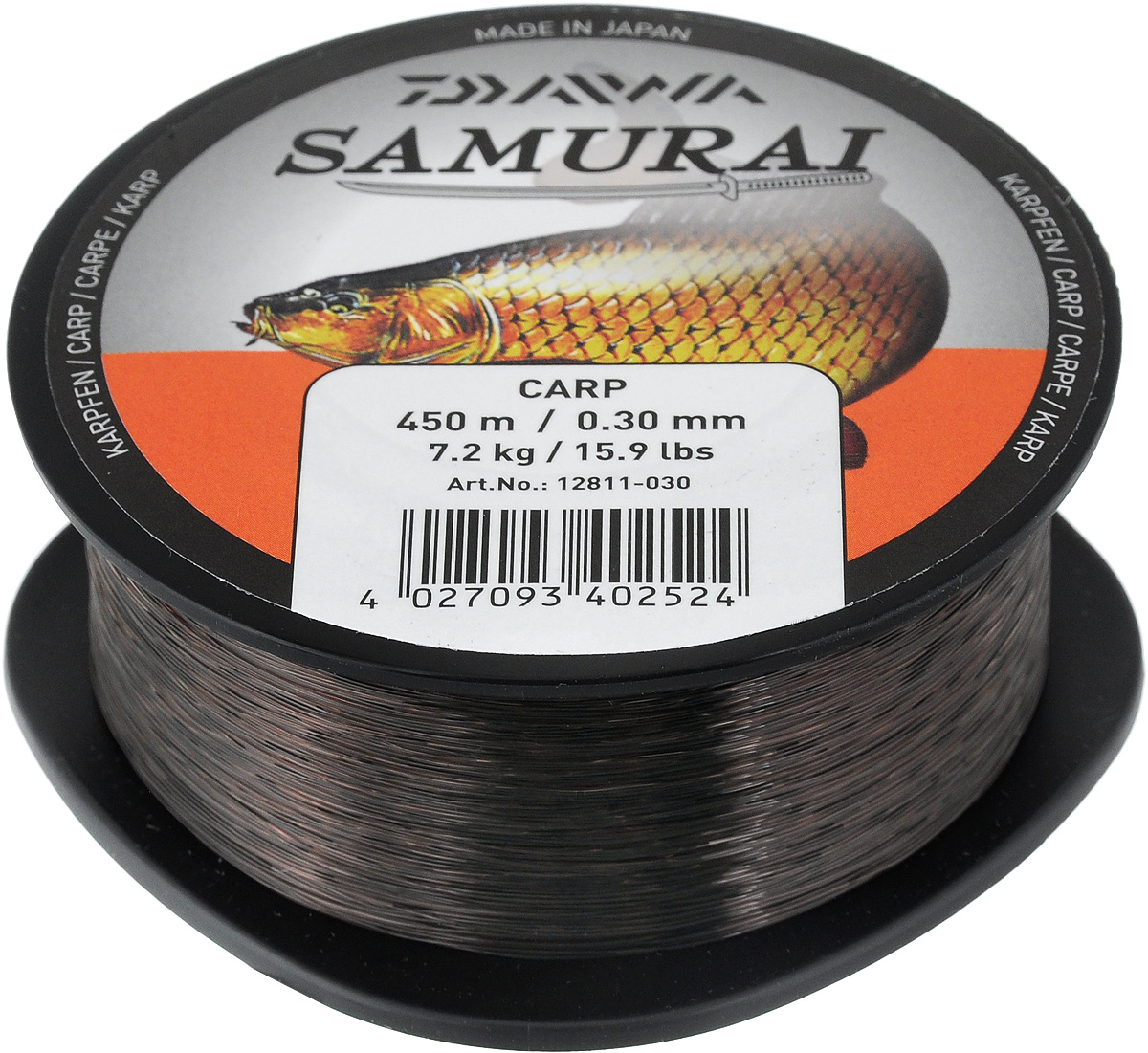 Леска Daiwa Samurai Carp, цвет: камуфляж, 450 м, 0,3 мм, 7,2 кг41498 Леска Daiwa Samurai Carp, цвет: камуфляж, 450 м, 0,3 мм, 7,2 кг41498Популярная леска Daiwa Samurai Carp применяется для ловли разнообразной рыбы. Изготовлена из прочного нейлона согласно высоким стандартам качества. Леска сочетает в себе великолепное соотношение цены и качества.