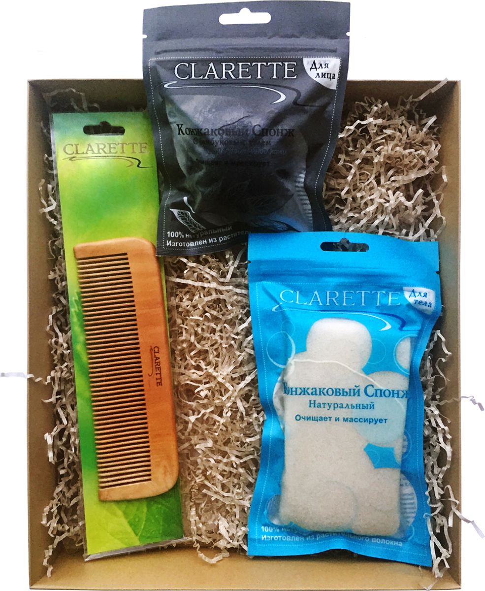 Clarette Beauty Box №5 ЭКО, подарочный наборCBB 654 Clarette Beauty Box №5 ЭКО, подарочный наборCBB 654Подарочный набор включает три предмета д:CKS 428 CLARETTE Конжаковый спонж с бамбуковым углем для лица;CKS 429 CLARETTE Конжаковый спонж натуральный для тела,белый;CWC 482 Расческа для волос деревянная прямая. CKS 428 CLARETTE Конжаковый спонж с бамбуковым углем для лица. Подходит для жирной и проблемной кожи . Очищает и массирует 100% натуральный. Изготовлен из растительного волокна. Растение Конжак выращивается в горах Японии и Китая и имеет более 2000-летнюю историю применения в оздоровительном питании и косметологии. Конжаковыеспонжи из готавливаются из 100% чистого натурального конжакового волокна,богатого своими полезными компонентами. Один из них, глюкоманан, способствует мягкому удалению отмершего рогового слоя кожи, бережно и тщательно очищает поры, не повреждая поверхностть кожи, делает ее сияющей и ослепительно чистой. Благодаря глюкоманану, конжаковое волокно имеет удивительную способность удерживать воду делая спонж невероятно мягким и нежным. Благодаря необычайно мягкой...