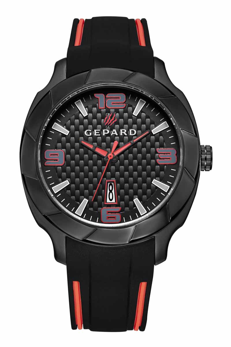 Часы наручные мужские Gepard, цвет: черный, красный. 1239A11L11239A11L1 Часы наручные мужские Gepard, цвет: черный, красный. 1239A11L11239A11L1Наручные кварцевые часы Gepard выполнены из высококачественных материалов. Безупречная эстетика подчеркивается черным циферблатом с контрастно выделяющимися стильными арабскими цифрами серого цвета с красной окантовкой и знаками. Широкие стрелки заполнены красной массой.Часы комплектуются кварцевым механизмом с календарем, производства фирмы MiyotaSitizen (Япония). Силиконовый ремень с надежной пряжкой делает модель более удобной и практичной.