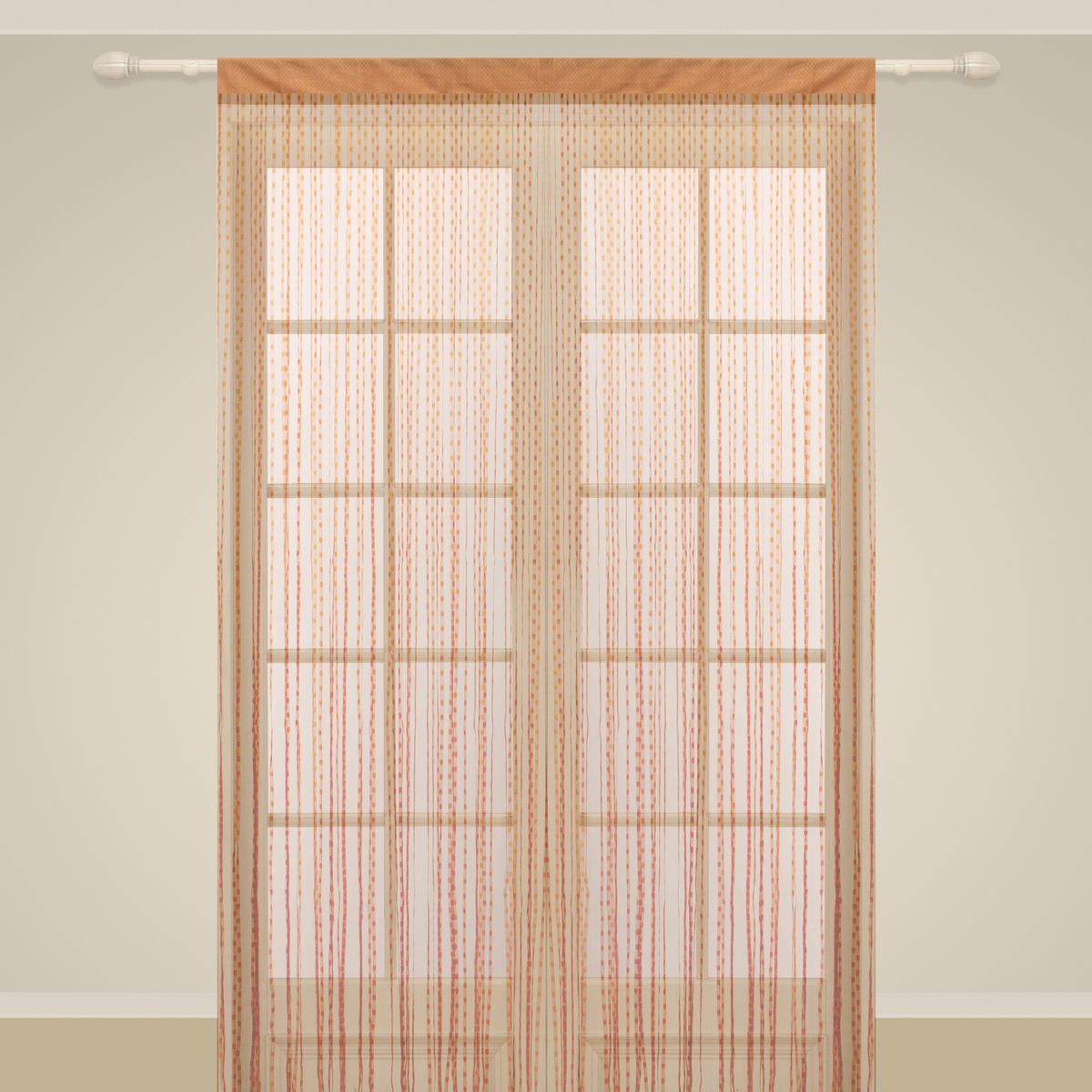 Штора нитяная Sanpa Home Collection, на ленте, цвет: кирпичный, высота 290 смSP 102/BRICK, , 150*290 см Штора нитяная Sanpa Home Collection, на ленте, цвет: кирпичный, высота 290 смSP 102/BRICK, , 150*290 смШтора нитяная Sanpa Home Collection, выполненная из текстиля, подходит как для зонирования пространства, так и для декорации окна, как самостоятельное решение или дополнение к шторам. Такая штора великолепно дополнит интерьер вашего дома и станет отличным дизайнерским решением.