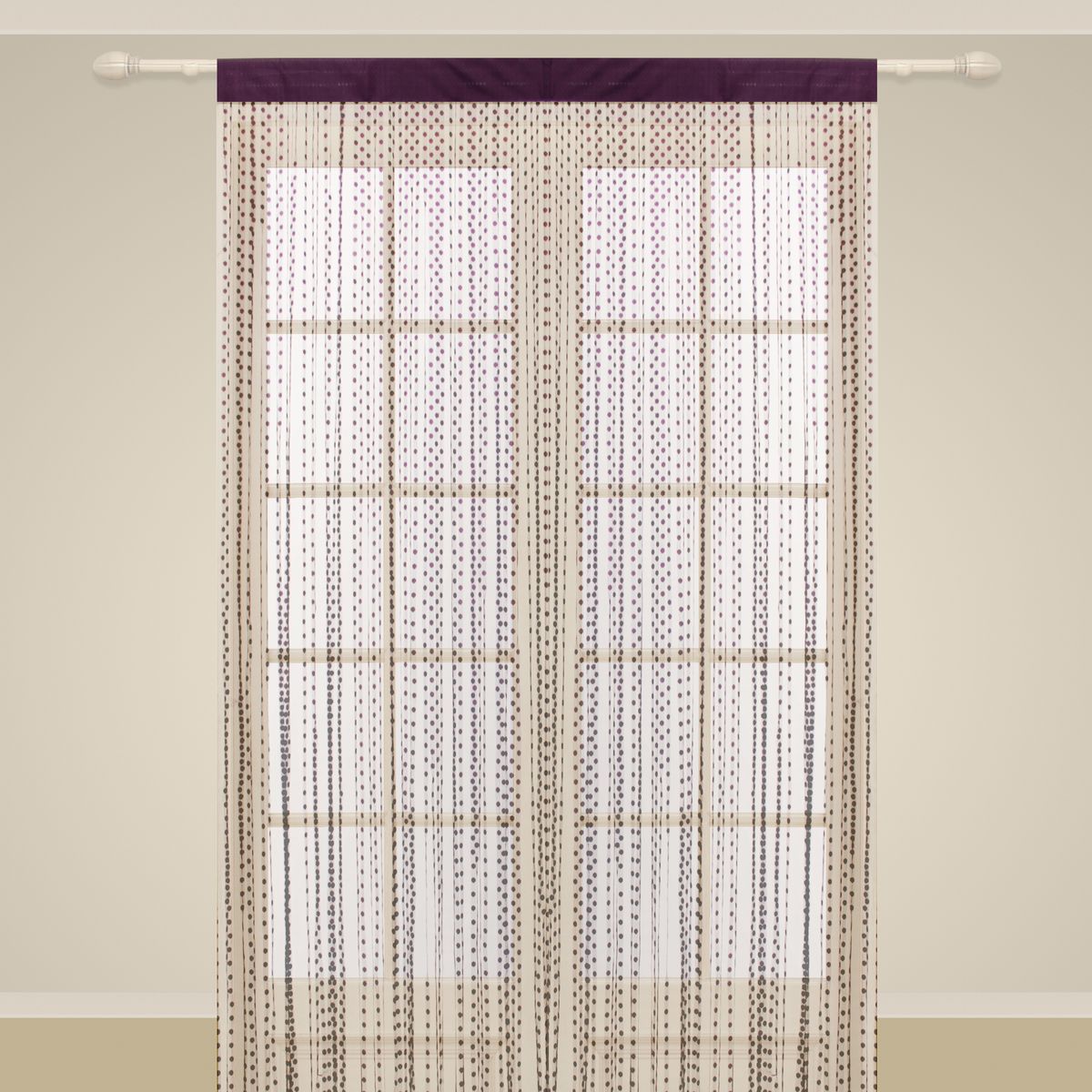 Штора нитяная Sanpa Home Collection, на ленте, цвет: фиолетовый, высота 290 смSP 102/NEWPURPLE, , 150*290 см Штора нитяная Sanpa Home Collection, на ленте, цвет: фиолетовый, высота 290 смSP 102/NEWPURPLE, , 150*290 смШтора нитяная Sanpa Home Collection, выполненная из текстиля, подходит как для зонирования пространства, так и для декорации окна, как самостоятельное решение или дополнение к шторам. Такая штора великолепно дополнит интерьер вашего дома и станет отличным дизайнерским решением.