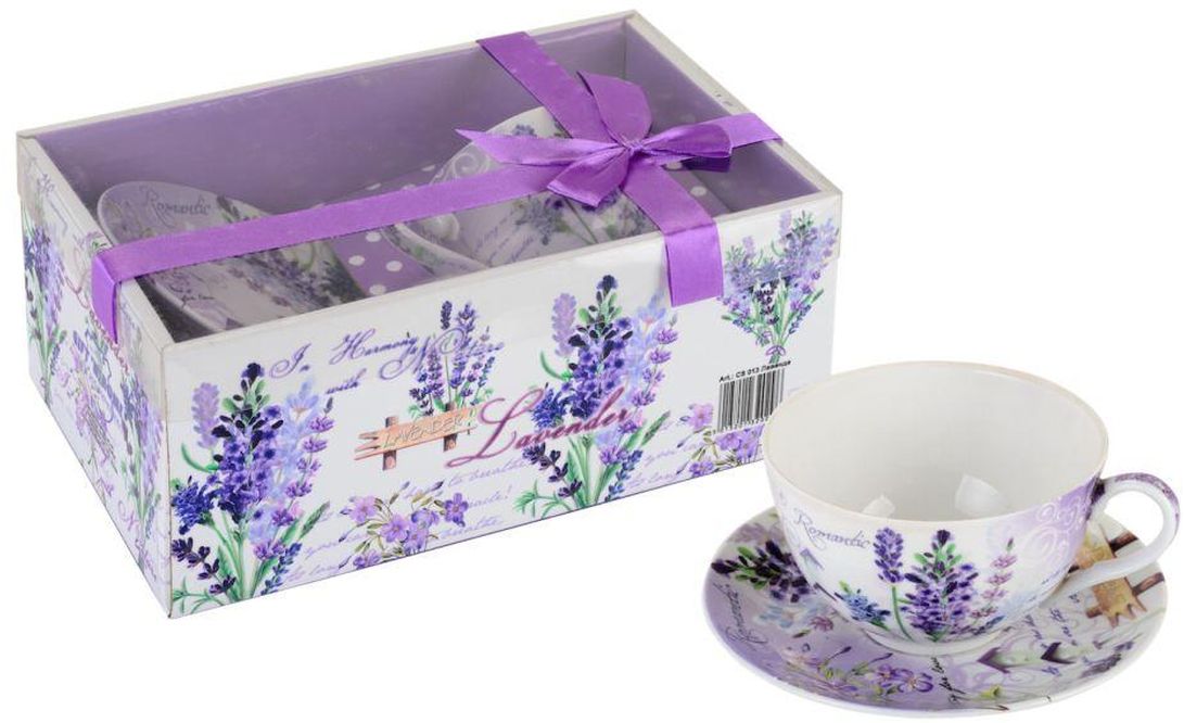 Чайная пара GiftnHome Лаванда, 260 мл, 2 предметаCS-260 Лаванда Чайная пара GiftnHome Лаванда, 260 мл, 2 предметаCS-260 ЛавандаЧашка с блюдцем из костяного фарфора, упаковка-картон, PVC