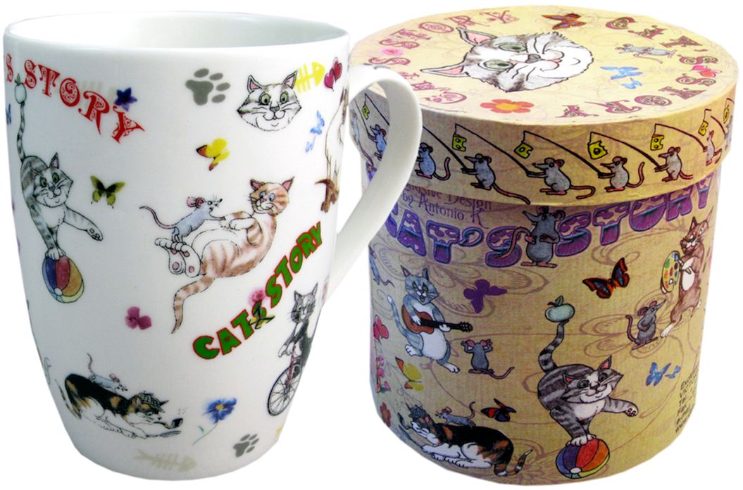 Кружка GiftnHome Кошки-мышки, 320 млM-320BON Кошки Кружка GiftnHome Кошки-мышки, 320 млM-320BON КошкиКружка изготовлена из костяного фарфора, в подарочной коробке из картона