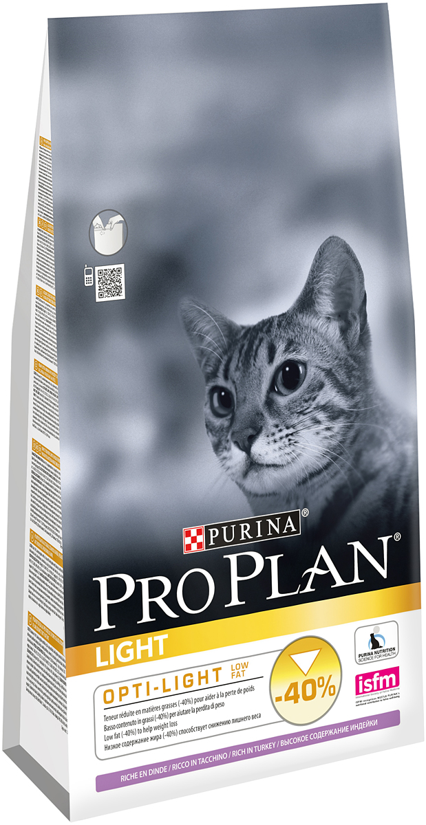 Корм сухой Pro Plan Light для взрослых кошек с избыточным весом, с индейкой и рисом, 1,5 кг12066154 Корм сухой Pro Plan Light для взрослых кошек с избыточным весом, с индейкой и рисом, 1,5 кг12066154Сухой корм Pro Plan Light - это полноценный рацион для взрослых кошек с избыточным весом и склонных к полноте. Он содержит особую разработанную с участием ученых комбинацию ингредиентов для поддержания здоровья вашего питомца в течение продолжительного времени. Особенности сухого корма: низкое содержание жира, высокие вкусовые свойства, делает шерсть шелковистой и блестящей, усвояемость белка выше 85%. Состав: индейка (16%), кукурузный глютен, рис, соя, пшеничный глютен, кукуруза, сухой белок птицы, пшеница, мякоть свеклы, рыбий жир, животный жир, вкусоароматическая кормовая добавка, дрожжи, яичный порошок, минеральные вещества, витамины. Анализ: белок: 38%, жир: 9%, сырая зола: 6%, сырая клетчатка: 3,2%. Добавки на кг: витамин А: 35 200; витамин D3: 1140; витамин Е: 670 мг/кг; железо: 237; йод: 3; медь: 47; марганец: 113; цинк: 400; селен: 0,28 мг/кг. Товар сертифицирован.