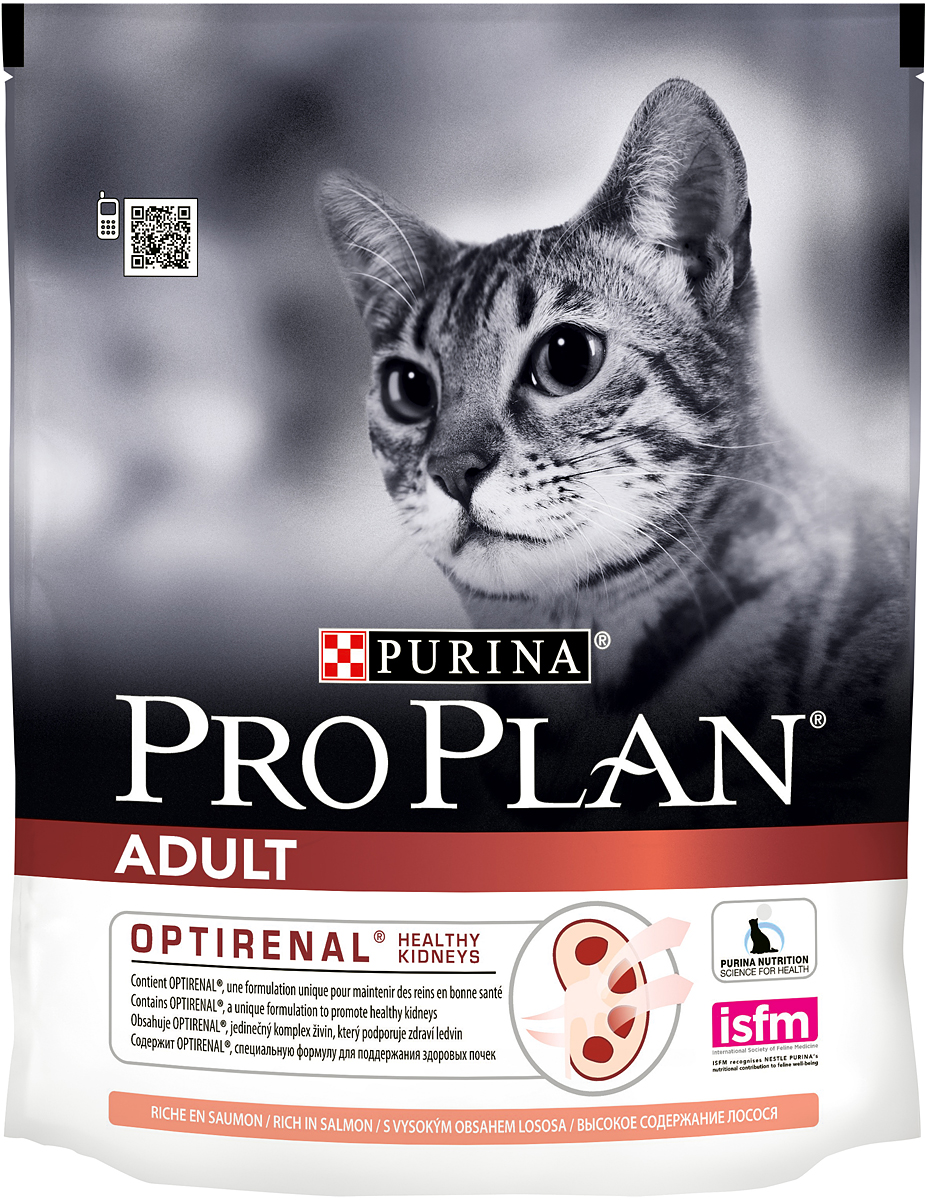 Корм сухой Pro Plan Adult для взрослых кошек, с лососем, 400 г12172041 Корм сухой Pro Plan Adult для взрослых кошек, с лососем, 400 г12172041Сухой корм Pro Plan Adult - это полноценный рацион для взрослых кошек. Он содержит особую разработанную с участием ученых комбинацию ингредиентов для поддержания здоровья вашего питомца в течение продолжительного времени. Содержит OPTIRENAL, специальную формулу для поддержания здоровых почек. Поддерживает здоровую иммунную систему. Здоровые суставы и прекрасная подвижность. Шелковистая и блестящая шерсть. Помогает защищать зубы от образования налета и зубного камня. Особенности сухого корма: В состав корма входят все необходимые питательные вещества, включая витамины А, С и Е, а также Омега-3 и Омега-6 жирные кислоты, и натуральный пребиотик; Содержит уникальную формулу для поддержания здоровья почек; Помогает сохранить здоровые суставы и прекрасную подвижность; Делает шерсть шелковистой и блестящей; Помогает защитить зубы от образования налета и зубного камня; Поддерживает здоровье иммунной системы вашего питомца. Состав:...
