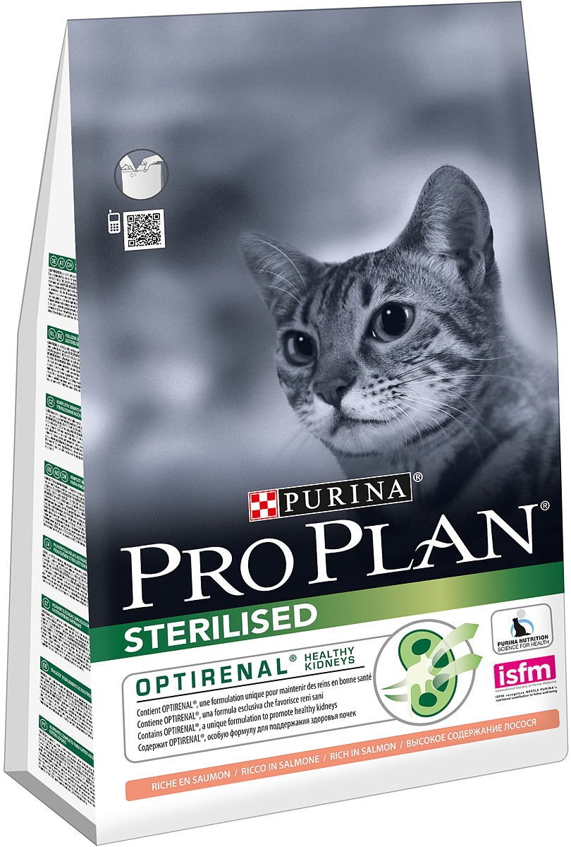 Корм сухой Pro Plan Sterilised для кастрированных котов и стерилизованных кошек, с лососем, 3 кг12171007 Корм сухой Pro Plan Sterilised для кастрированных котов и стерилизованных кошек, с лососем, 3 кг12171007Сухой корм Pro Plan Sterilised - полнорационный корм для взрослых кастрированных котов и стерилизованных кошек. Содержит особую разработанную с участием ученых комбинацию ингредиентов для поддержания здоровья кошек в течение продолжительного времени. Pro Plan STERILISED - корм с высококачественным белком и низким содержанием жира, сочетающий все необходимые питательные вещества, включая витамины А, С и Е, а также Омега-3 и Омега-6 жирные кислоты. Обеспечивает баланс pH мочи. Для поддержания здоровья стерилизованных кошек и кастрированных котов. Содержит Optirenal, уникальный комплекс для поддержания здоровья почек. Поддерживает здоровье мочевыводящей системы стерилизованных кошек и кастрированных котов, предотвращая риск развития заболевания нижнего отдела мочевыводящих путей. Помогает защищать зубы от образования налета и зубного камня. Помогает поддерживать здоровый вес Состав: лосось (20%), кукурузный глютен, рис, сухой белок птицы,...