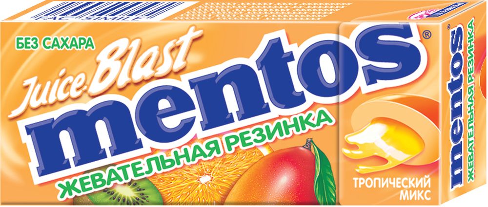 Mentos Джус Бласт Тропики жевательная резинка, 16 шт по 15 г8250883 Mentos Джус Бласт Тропики жевательная резинка, 16 шт по 15 г8250883Mentos Джус Бласт Тропики жевательная резинка придает свежесть и очищает полость рта.