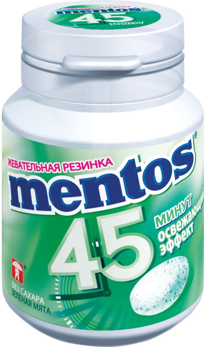 Mentos 45 минут Зеленая мята жевательная резинка, 45 г8252110 Mentos 45 минут Зеленая мята жевательная резинка, 45 г8252110Жевательная резинка Mentos с освежающим эффектом Зеленая мята - незабываемое удовольствие и освежающий эффект в течение 45 минут.