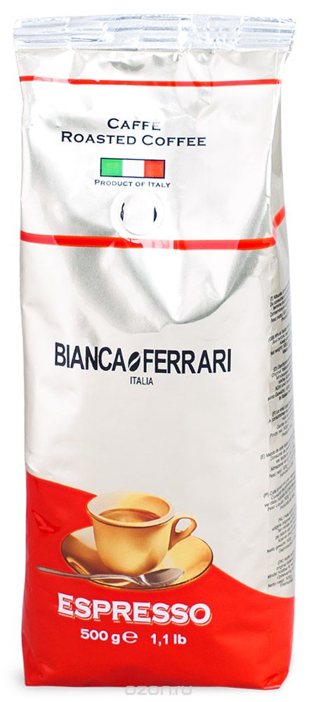 Bianca Ferrari Эспрессо Интенсо кофе в зернах, 500 гBF.05.IN Bianca Ferrari Эспрессо Интенсо кофе в зернах, 500 гBF.05.INBianca Ferrari Эспрессо Интенсо - превосходный натуральный кофе в зернах для приготовления эспрессо и изысканных напитков на его основе.