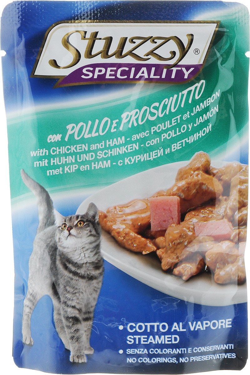 Консервы Stuzzy Speciality, для взрослых кошек, с курицей и ветчиной, 100 г131.2504 Консервы Stuzzy Speciality, для взрослых кошек, с курицей и ветчиной, 100 г131.2504Консервы Stuzzy Speciality - это корм для взрослых кошек, который отличается большой натуральностью. В консервах есть все, что нужно вашей кошке: питательные вещества, минералы, витамины. Состав: мясо и мясопродукты 45% (из них курицы 10%, ветчины 5%), продукты растительного происхождения, (из них инулина 0,4%), минералы. Добавки/кг: витамин D3 200 y.e., витамин Е (Альфа-токоферол) 100 мг, биотин 100 мг, таурин 100 мг, моногидрат сульфата цинка (Zn 13,5 мг), пентагидрат сульфата меди (Cu 15,8 мг), моногидрат сульфата марганца (Mn 4.6 мг), йодид калия (I 0,6 мг) Пищевая ценность: протеины - 8%, жир - 4,5%, сырая зола - 2%, сырая клетчатка - 0,4%, влажность - 82%. Вес: 100 г. Товар сертифицирован!