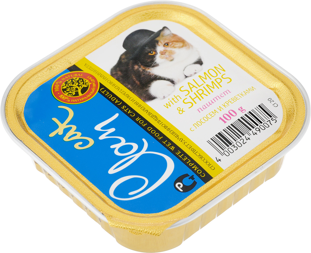 Консервы Clan Cat для взрослых кошек, паштет, с лососем и креветками, 100 г130.013 Консервы Clan Cat для взрослых кошек, паштет, с лососем и креветками, 100 г130.013Консервы Clan Cat изготовлены из натуральных ингредиентов так, чтобы ежедневная еда была лакомством. Высокая калорийность и питательная ценность, естественность - в консервах есть все, что нужно вашей кошке. Они хорошо усваиваются и подходят для тех животных, которые отказываются от сухого корма. Консервы Clan Cat улучшают пищеварение и укрепляют иммунитет благодаря содержанию иммуноглобулинов. Без консервантов и искусственных красителей. Консервы имеют аппетитный вид, удивительный аромат и приятный вкус, который понравится питомцу! Товар сертифицирован.