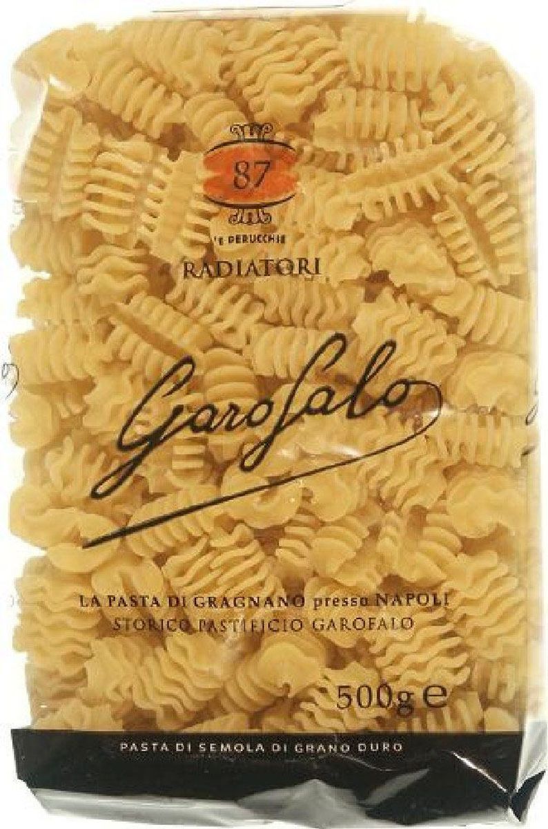 Garofalo Радиаторе гофрированные с выступами и глубокими желобками № 87, 500 г259508 Garofalo Радиаторе гофрированные с выступами и глубокими желобками № 87, 500 г259508Гофрированные с выступами и глубокими желобками. Идеальны для смешивания с соусами и наполнителями (например, Песто-соус Sacla).