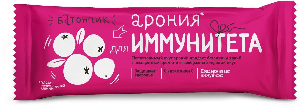 БиоИнновации Арония для иммунитета батончик, 30 шт х 25 г132307 БиоИнновации Арония для иммунитета батончик, 30 шт х 25 г132307Батончик-мюсли Арония для иммунитета – лакомство с пользой для организма. Содержит злаки, фрукты и ягоды Удобно взять с собой Содержит витамин С, который поддерживает иммунитет