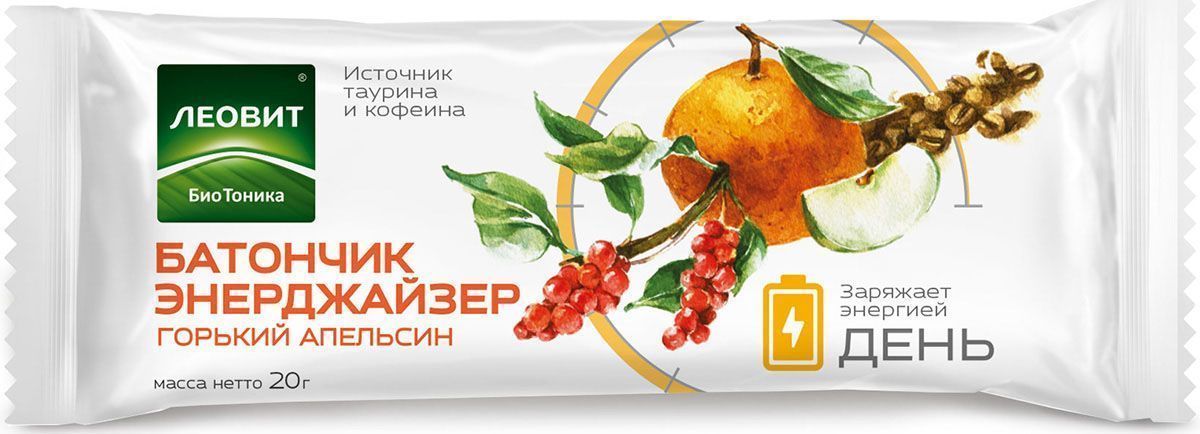 БиоТоника Энерджайзер горький апельсин батончик фруктовый, 20 г132311 БиоТоника Энерджайзер горький апельсин батончик фруктовый, 20 г132311Энерджайзер создан специально для тех, кто живет активной жизнью. Он предназначен для повышения умственной и физической работоспособности и является дополнительным источником витаминов, необходимых для организма. Яркий насыщенный вкус лакомству придает апельсин. Батончик всегда можно взять с собой в дорогу, на работу, занятия спортом, что очень удобно.