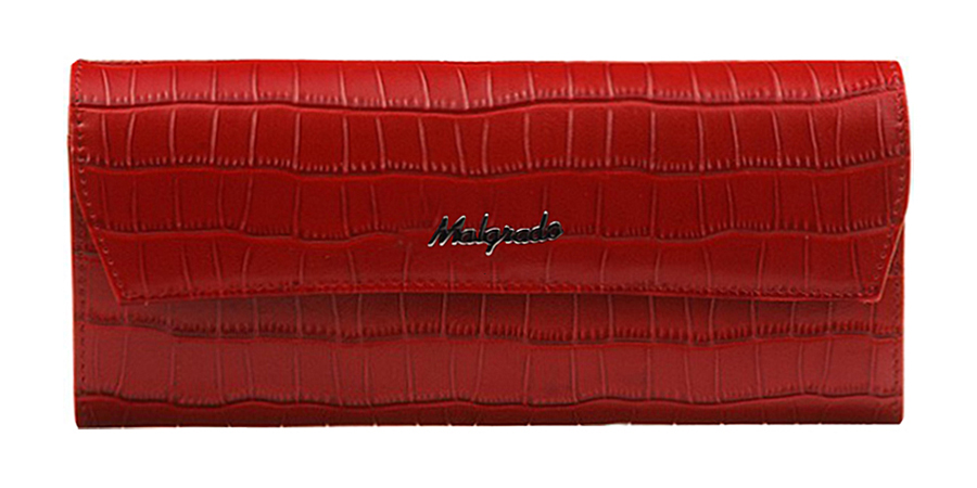 Кошелек женский Malgrado, цвет: красный. 75504-437075504-43702# Red Кошелек женский Malgrado, цвет: красный. 75504-437075504-43702# RedСтильный кошелек Malgrado изготовлен из высококачественной натуральной кожи с тиснением под рептилию. Лицевая сторона оформлена гравировкой в виде названия бренда. Изделие закрывается широким клапаном на застежку-кнопку. Внутри расположены два отделения для купюр, карман для мелочи на застежке-молнии, два горизонтальных кармана для бумаг, девять кармашков для визиток и кредитных карт и потайной карман. На тыльной стороне изделия расположен втачной карман для мелких бумаг и различных документов. Кошелек упакован в подарочную металлическую коробку синего цвета с логотипом фирмы. Стильный кошелек не оставит равнодушной ни одну представительницу прекрасной половины человечества.