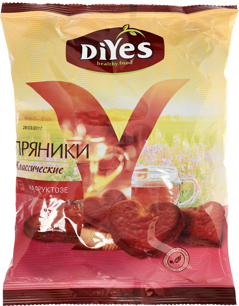 ДиYes Пряники заварные Классические на фруктозе, 300 г4607061252575 ДиYes Пряники заварные Классические на фруктозе, 300 г4607061252575Заварные пряники на фруктозе ДиYes - это прекрасная возможность не отказывать себе в удовольствии тем, кому противопоказано употребление сахара. Это вкусное и полезное лакомство для всей семьи. Любимые с детства вкусы и отсутствие сахара в составе позволят наслаждаться ими безо всякого вреда для здоровья! Ассортимент заварных пряников под торговой маркой ДиYes представлен в трех вкусах: классические, шоколадные и мятные. Уважаемые клиенты! Обращаем ваше внимание, что полный перечень состава продукта представлен на дополнительном изображении. Упаковка товара может иметь несколько видов дизайна. Поставка осуществляется в зависимости от наличия на складе.